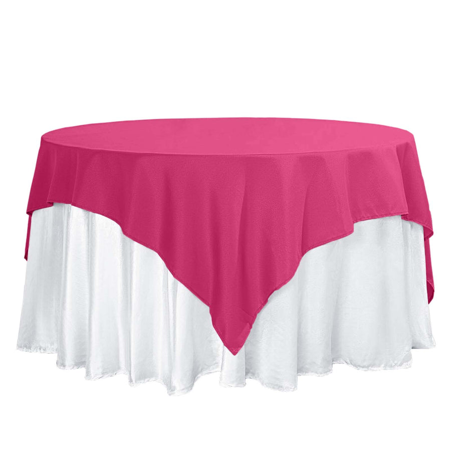70"x70" Fuchsia Square Polyester Table Overlay