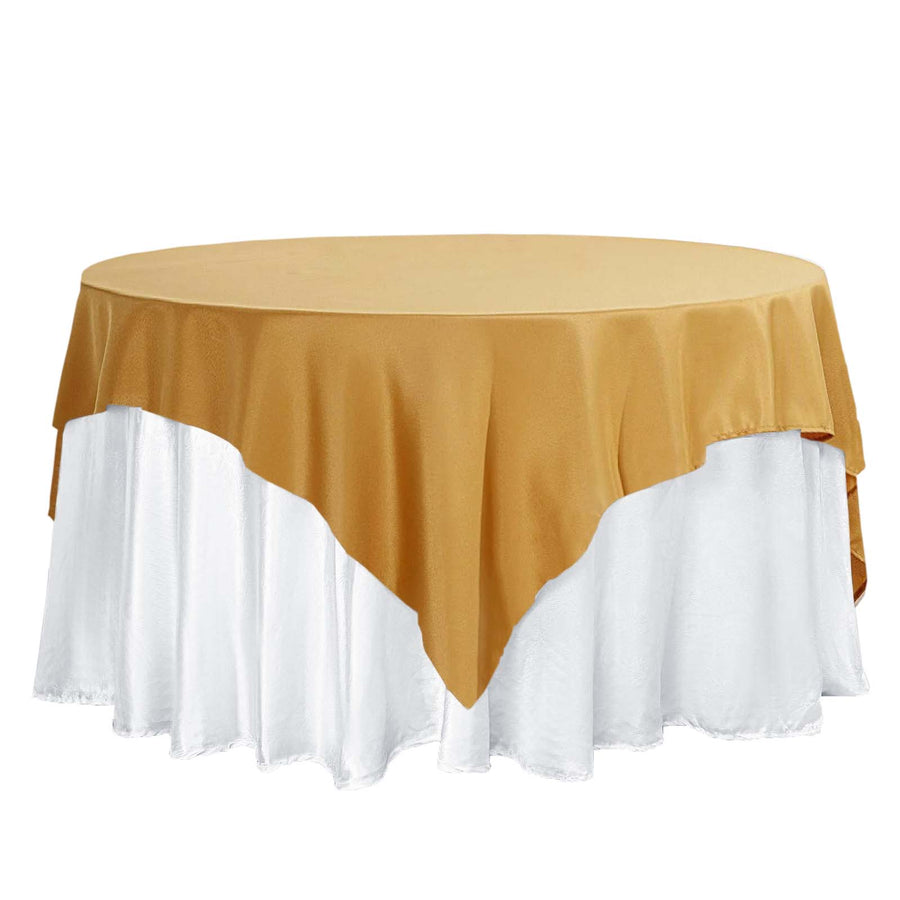 70"x70" Gold Square Polyester Table Overlay