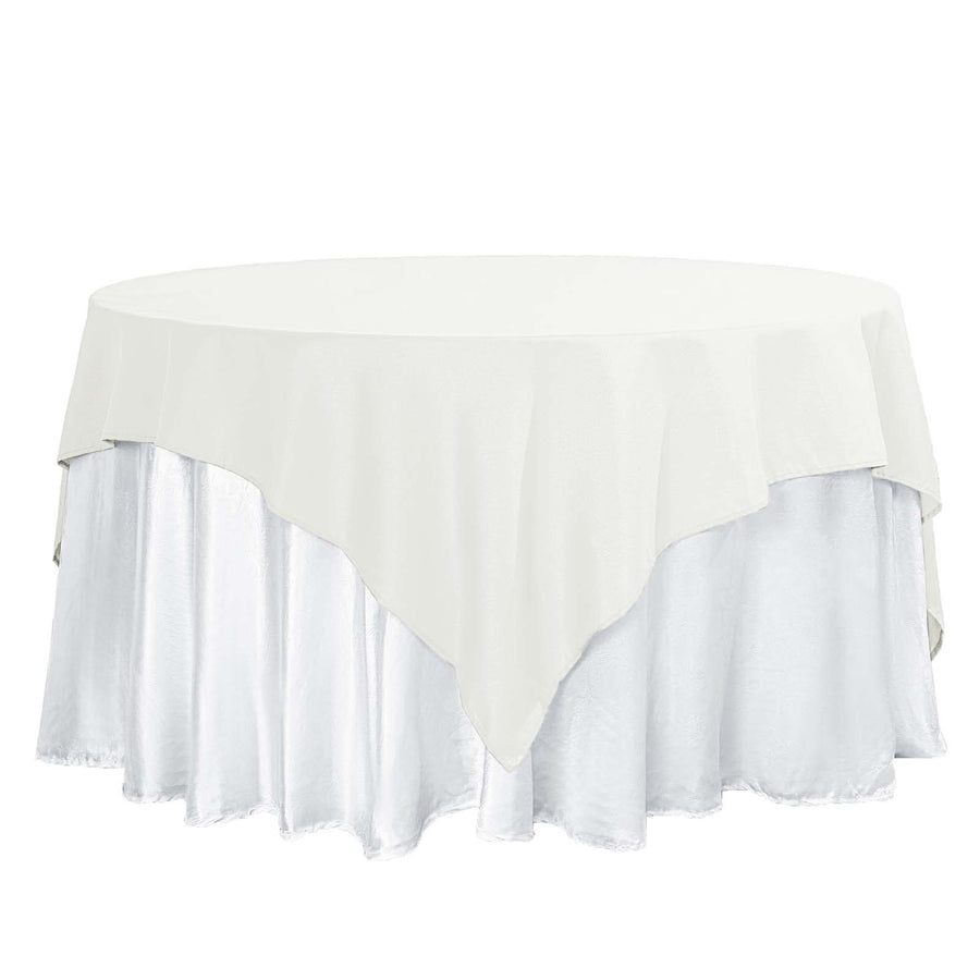 70"x70" Ivory Square Polyester Table Overlay