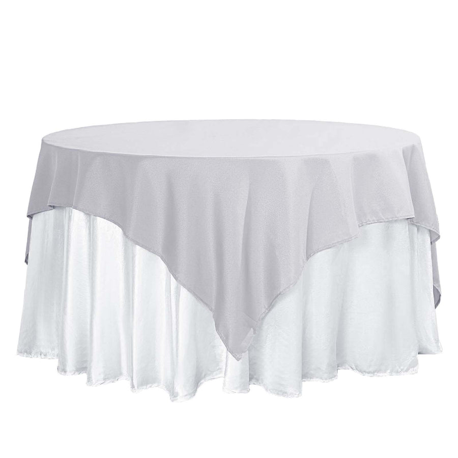 70"x70" Silver Square Polyester Table Overlay