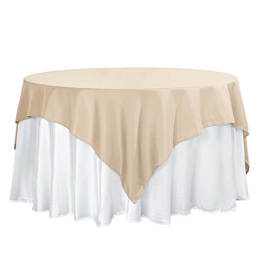 70"x70" Nude Polyester Square Table Overlay