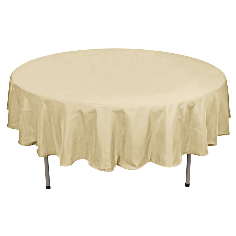 90" Champagne Polyester Round Tablecloth