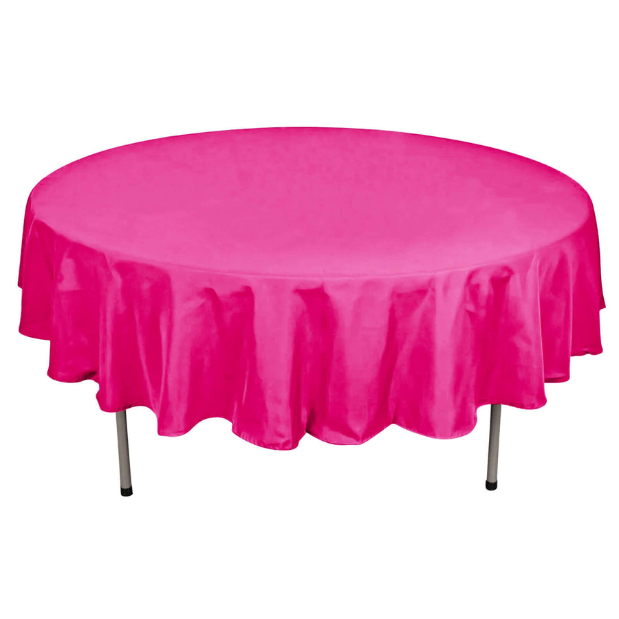 90" Fuchsia Polyester Round Tablecloth