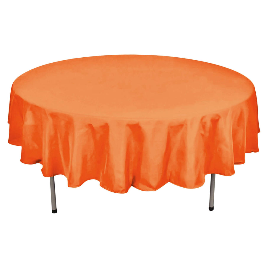 90" Orange Polyester Round Tablecloth