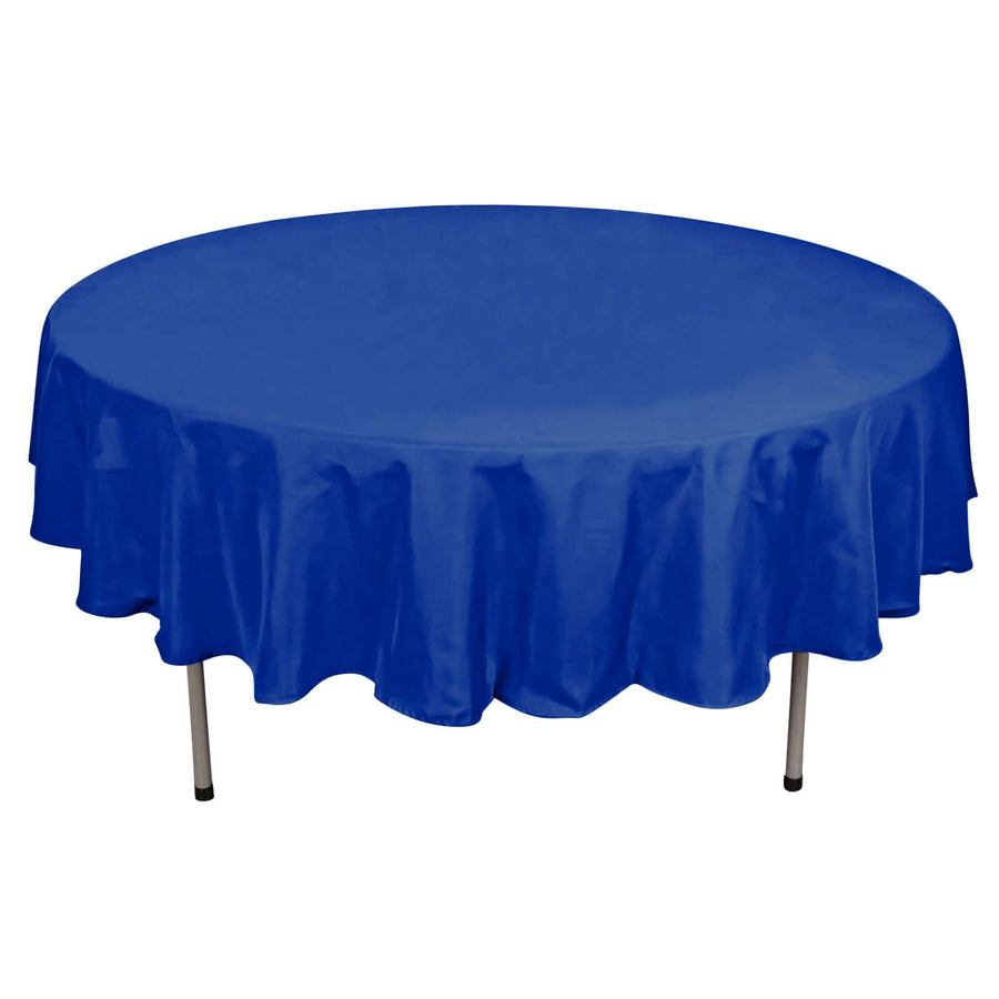90" Royal Blue Polyester Round Tablecloth