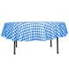 90" White Blue Buffalo Plaid Round Tablecloth, Gingham Polyester Checkered Tablecloth