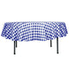 90" White Navy Blue Buffalo Plaid Round Tablecloth, Gingham Polyester Checkered Tablecloth