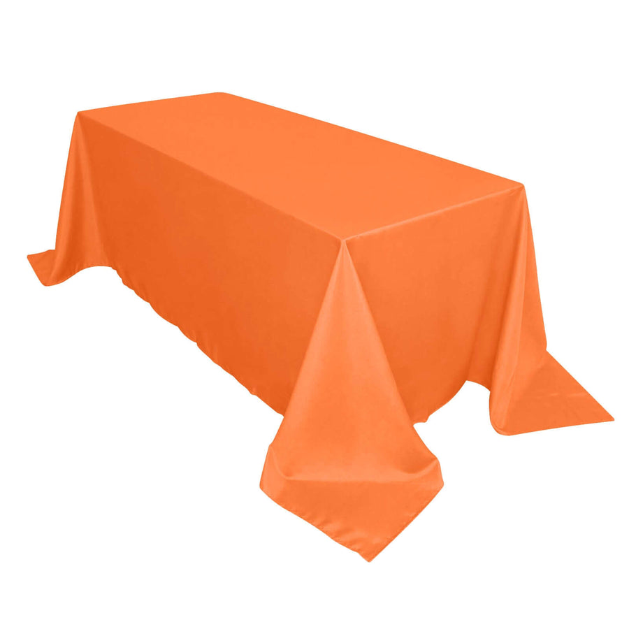 90"x132" Orange Polyester Rectangular Tablecloth