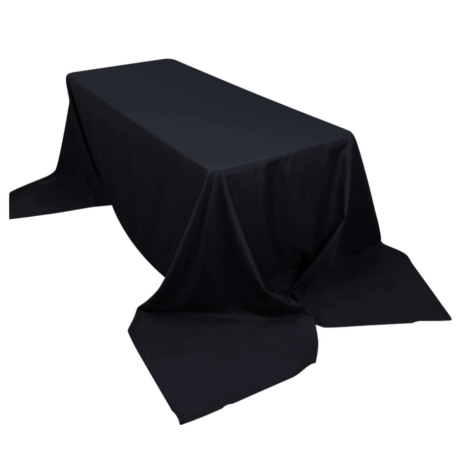 90"x156" Black Polyester Rectangular Tablecloth