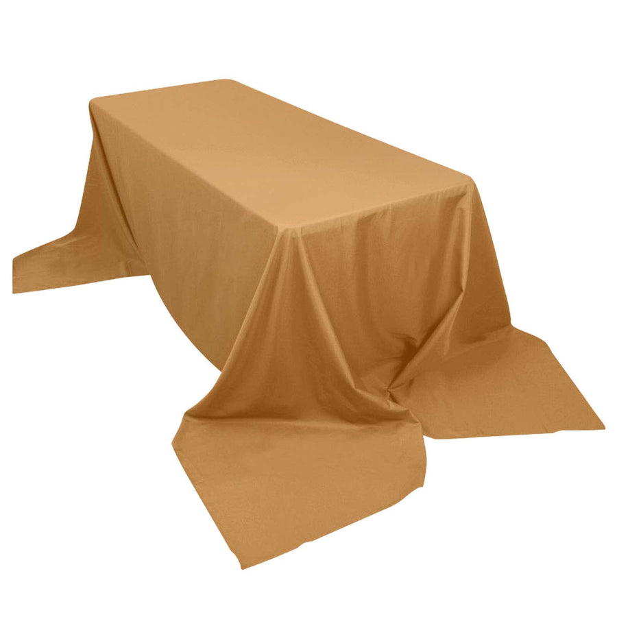 90 x156 inches Gold Polyester Rectangular Tablecloth