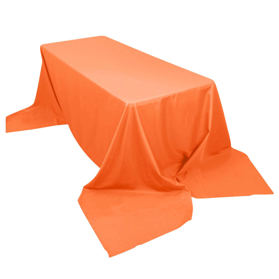90 Inch x 156 Inch | Orange Polyester Rectangular Tablecloth | TableclothsFactory