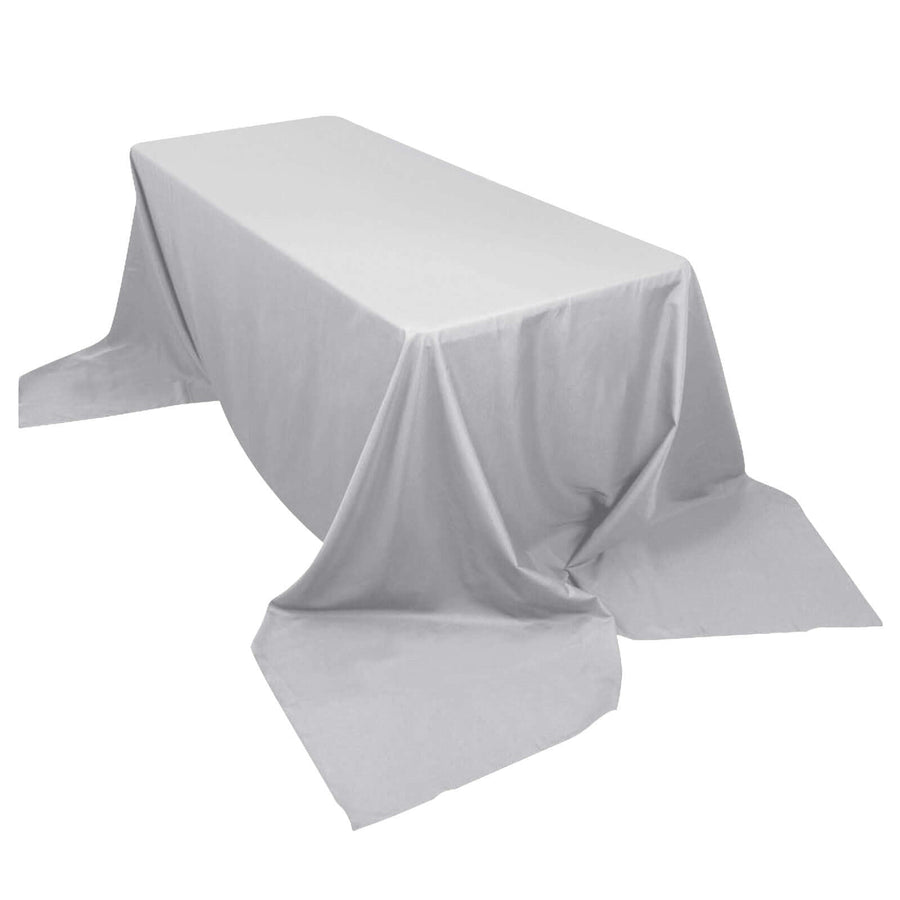 90x156inches Silver Polyester Rectangular Tablecloth