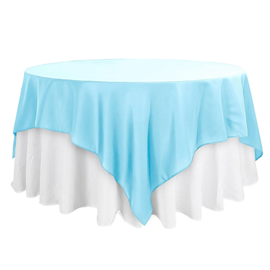 90"x90" Light Blue Square Polyester Table Overlay