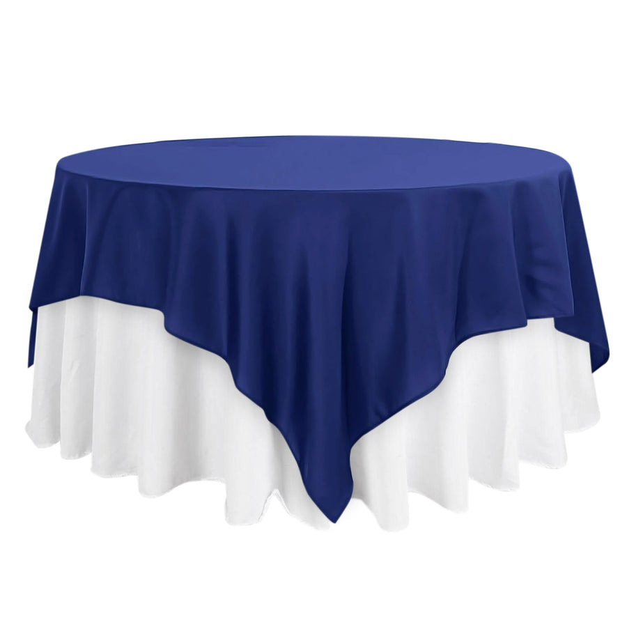 90"x90" Navy Blue Square Polyester Table Overlay