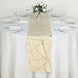 9ft Beige With Gold Foil Geometric Pattern Table Runner