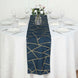 9ft Navy Blue With Gold Foil Geometric Pattern Table Runner