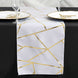 9ft White With Gold Foil Geometric Pattern Table Runner