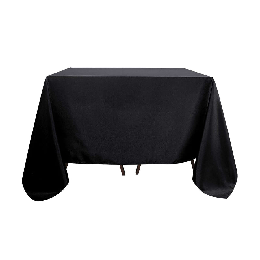 Black Polyester Square Tablecloth 90x90 Inch