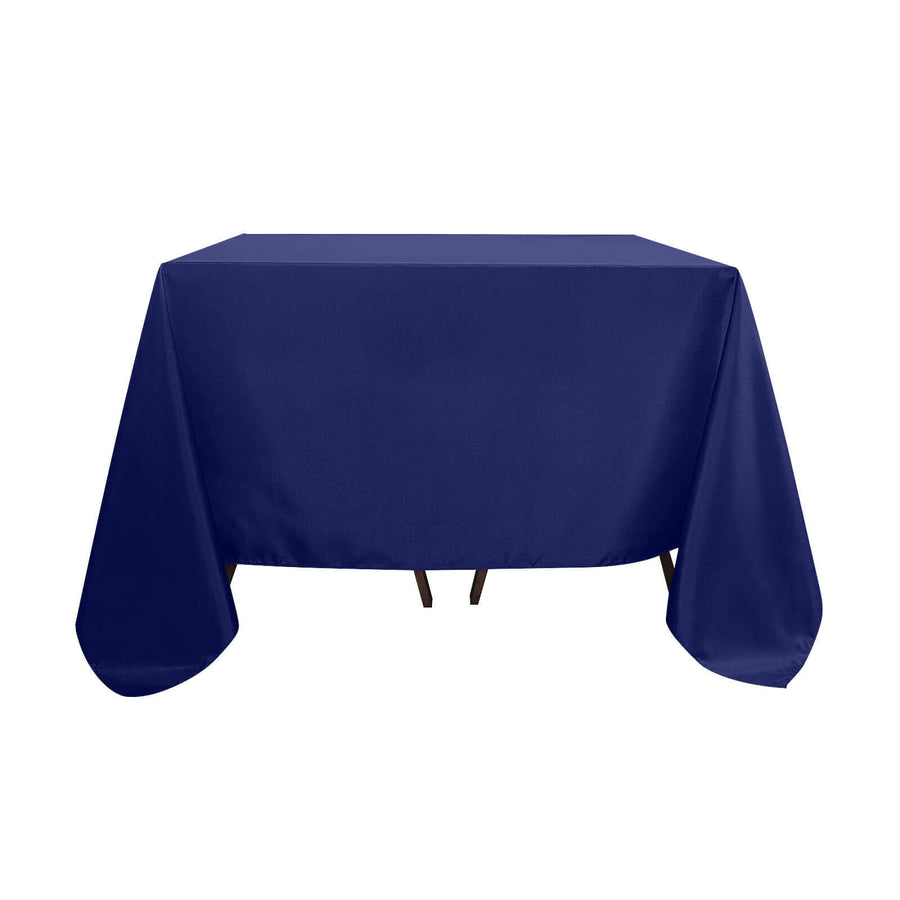 Navy Blue Polyester Square Tablecloth 90x90 Inch