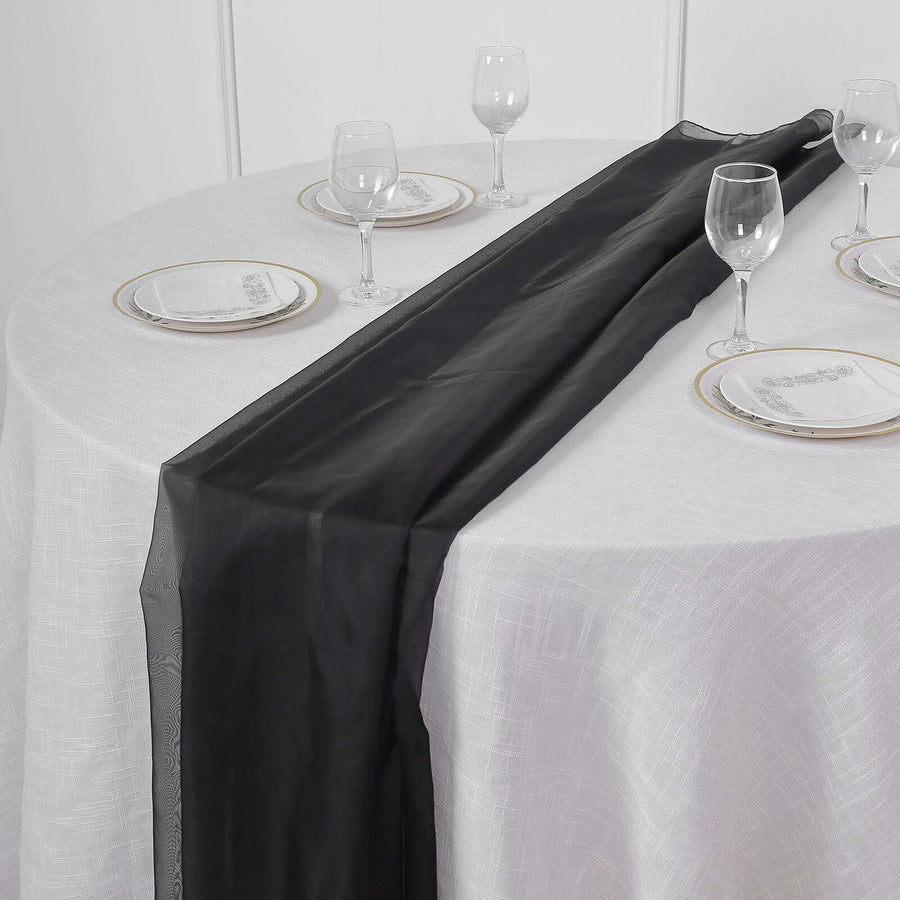 6 FT | Black Premium Chiffon Table Runner