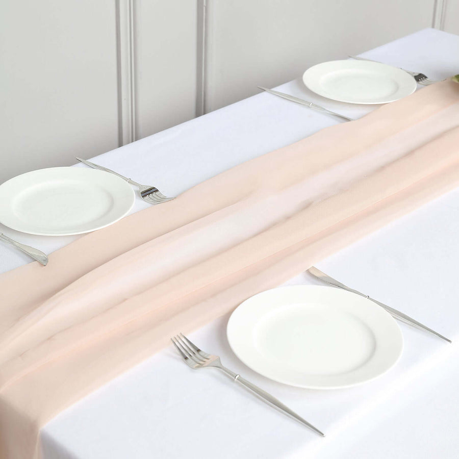 6ft Nude Premium Chiffon Table Runner