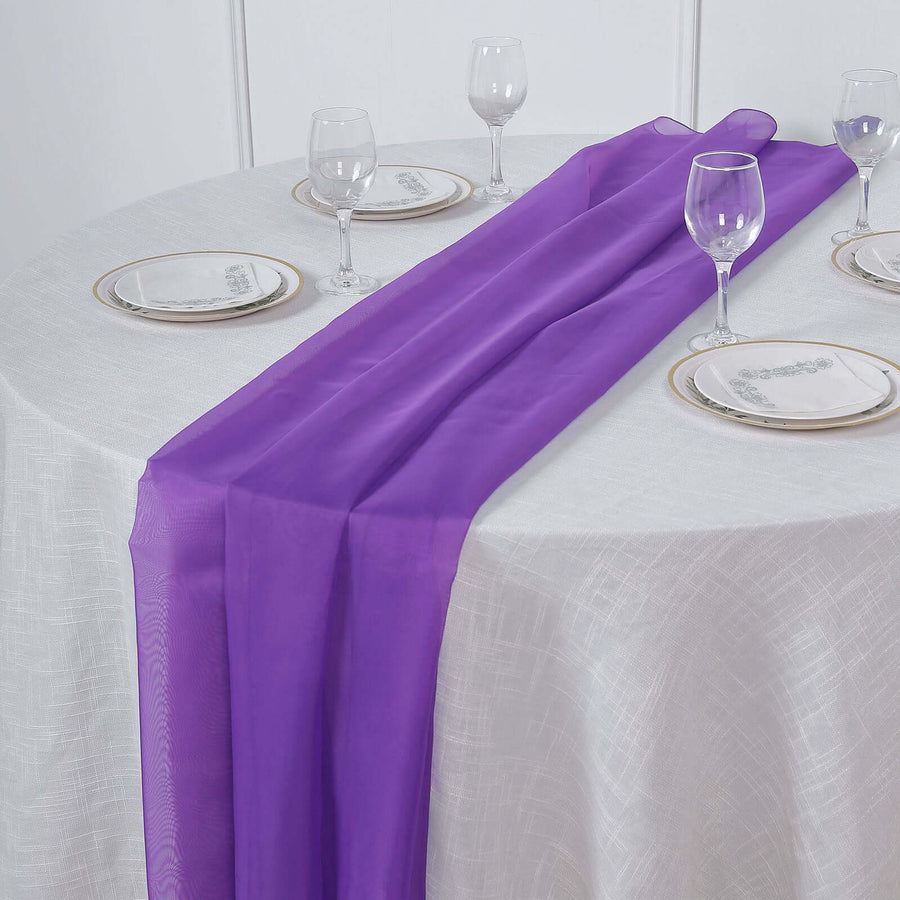 6FT | Purple Premium Chiffon Table Runner