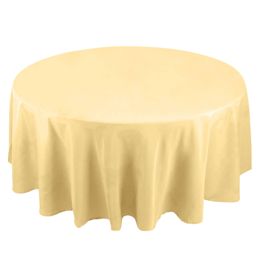 108" Champagne Premium Polyester Round Tablecloth - 220GSM