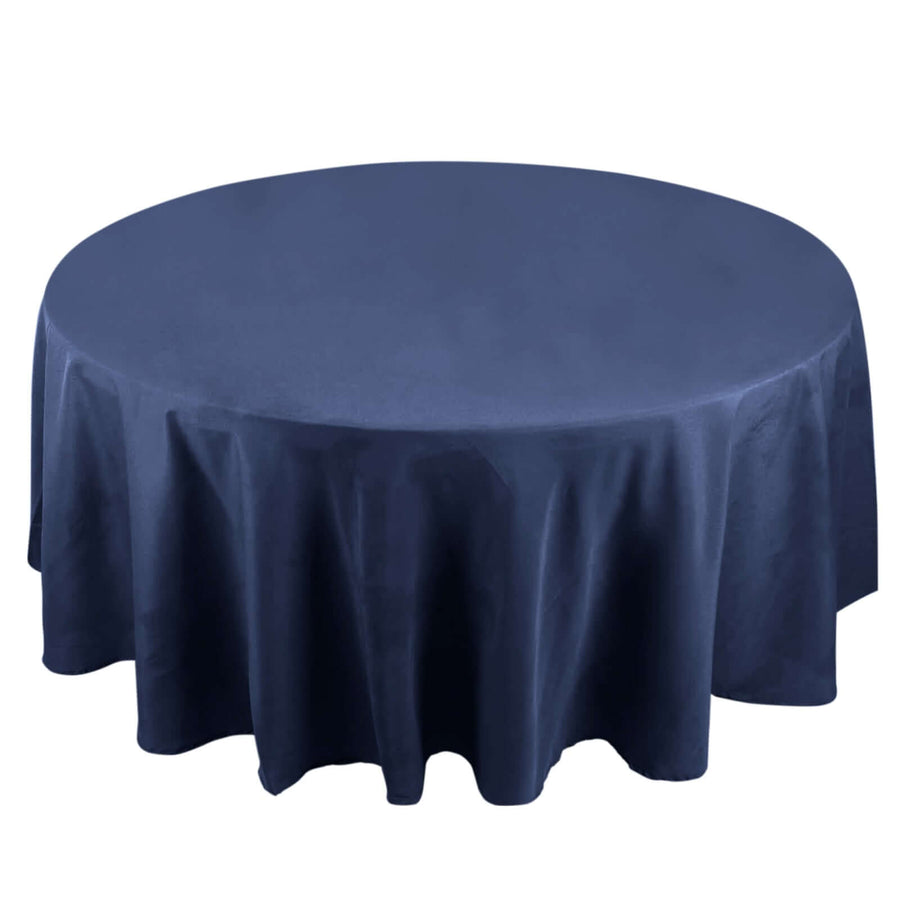 108" Navy Blue Premium Polyester Round Tablecloth - 220GSM