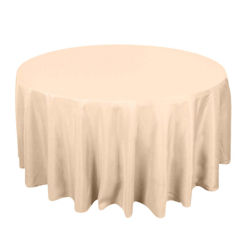 120inch Beige Seamless Premium Polyester Round Tablecloth - 200GSM