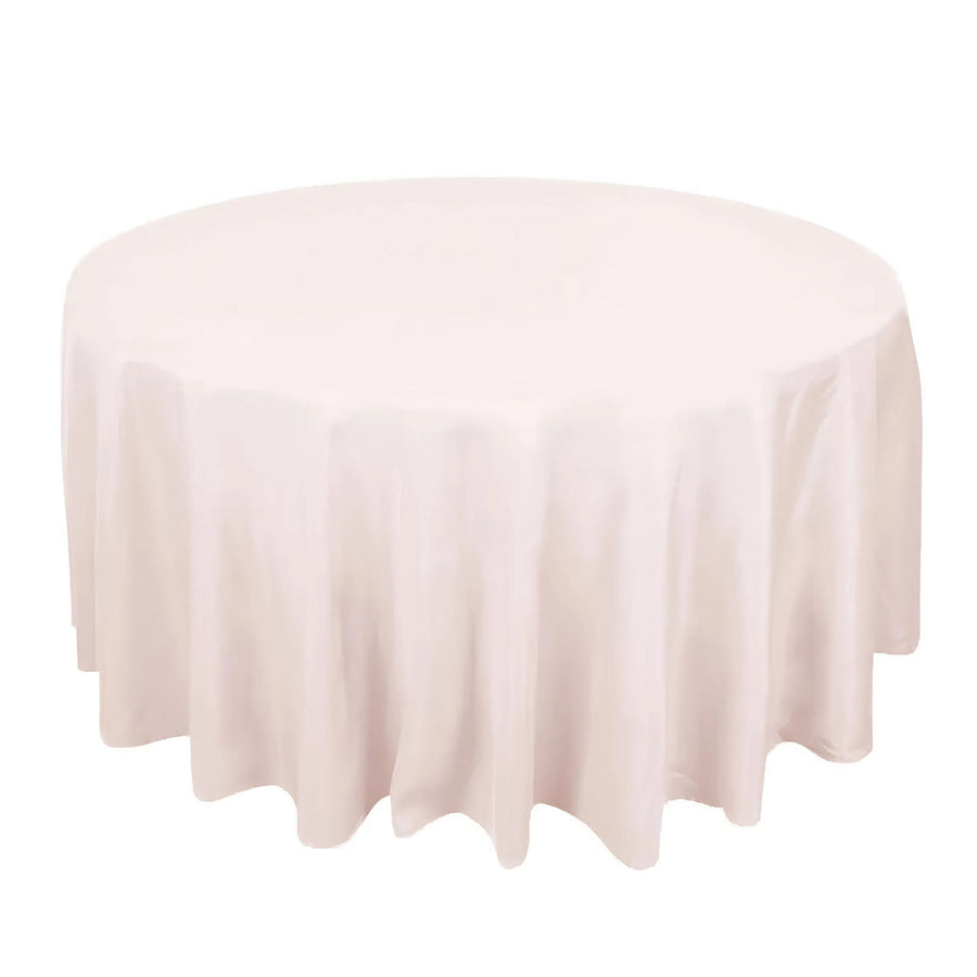 Round tablecloth in soft pink color, perfect for events and dining.