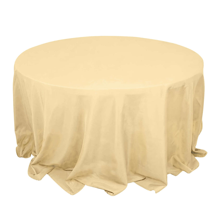 132inch Champagne 200 GSM Seamless Premium Polyester Round Tablecloth