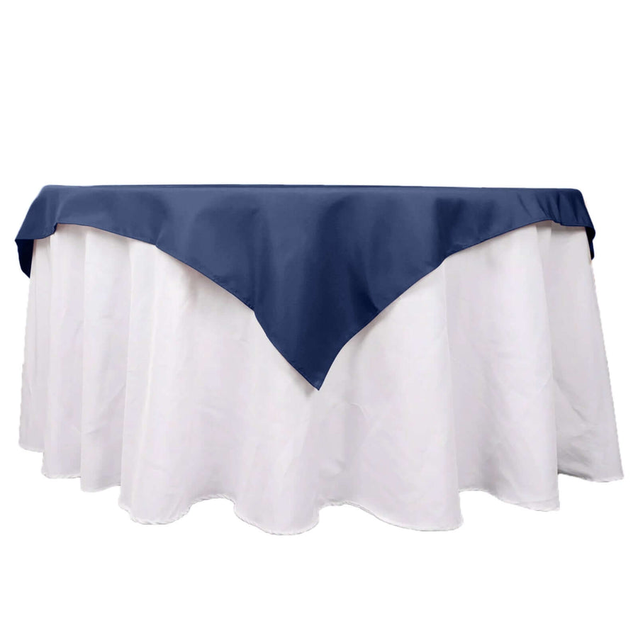 Navy and white tablecloth with elegant draping design