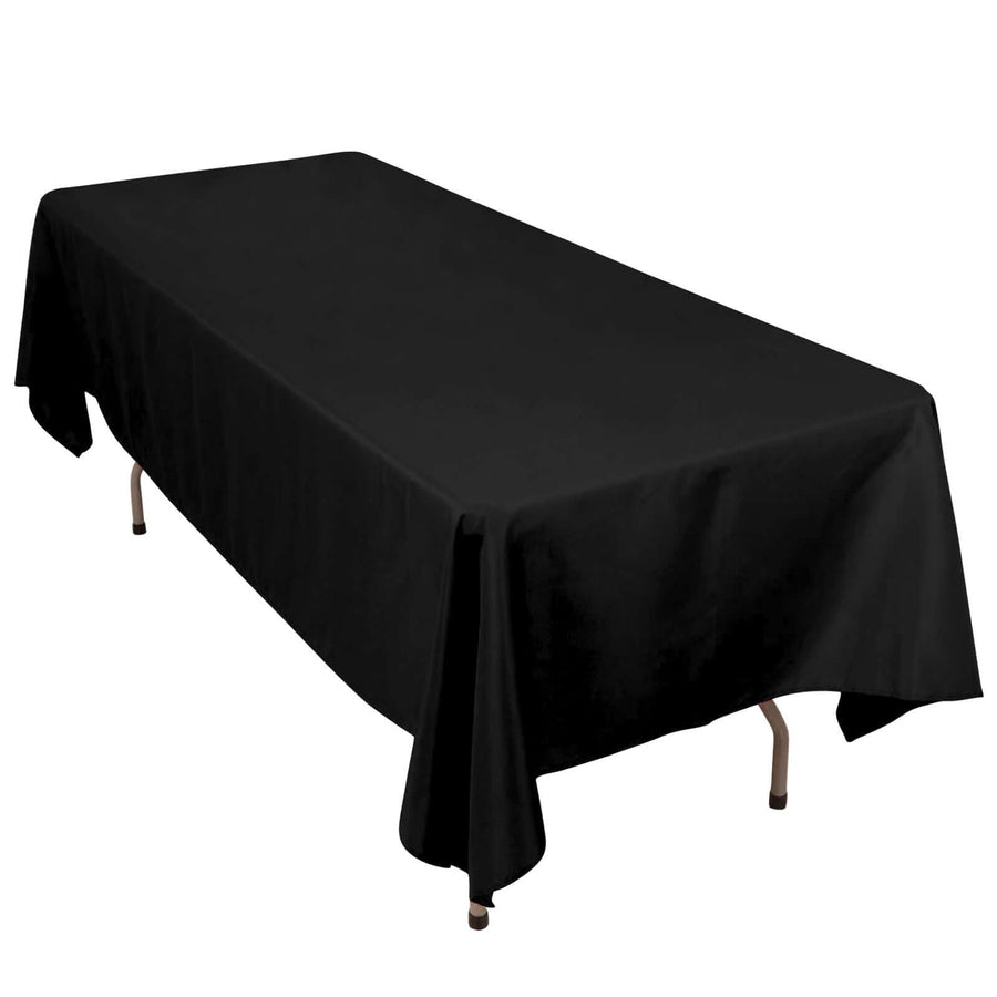 60"x102" Black Premium Polyester Rectangular Tablecloth - 220GSM