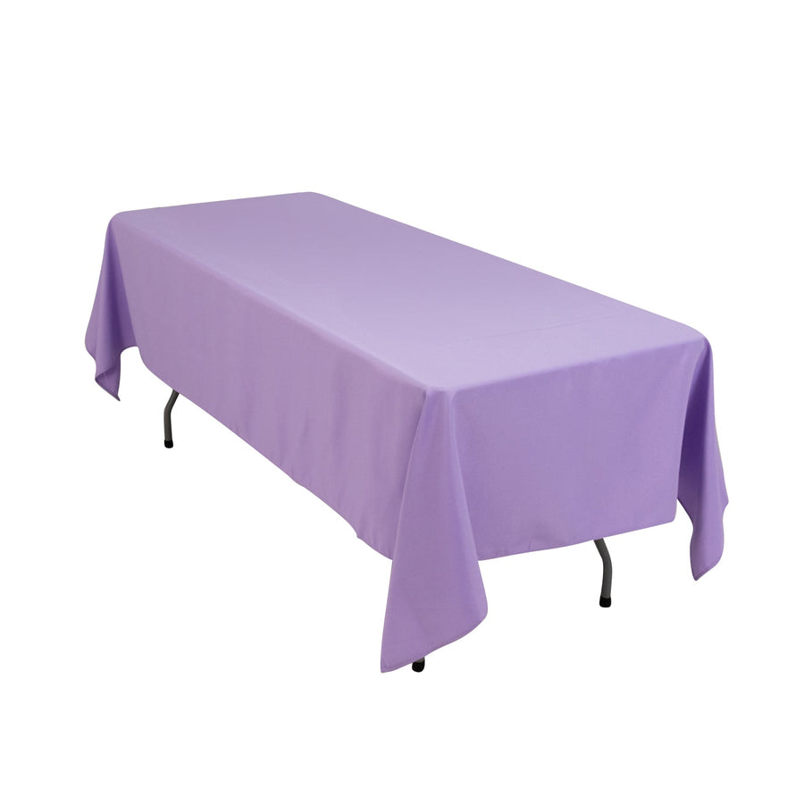 Purple rectangular tablecloth on a table