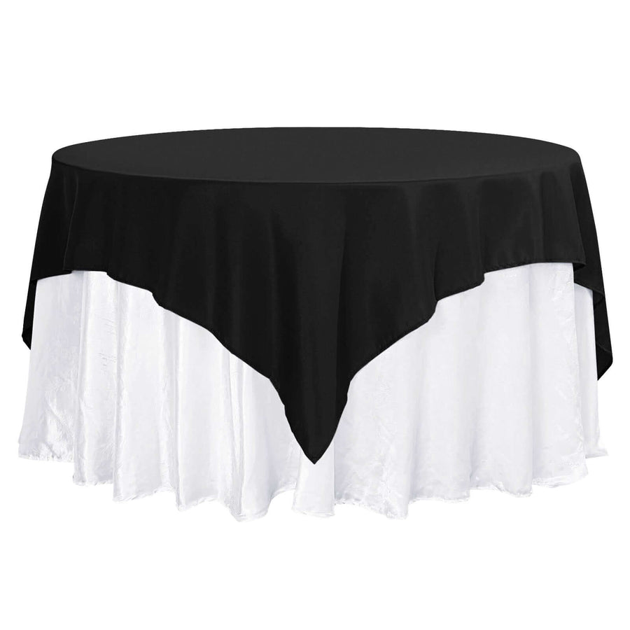 70"x70" Black Premium Polyester Square Table Overlay - 220GSM