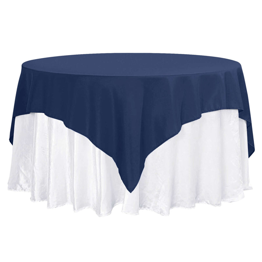 70"x70" Navy Blue Premium Polyester Square Table Overlay - 220GSM