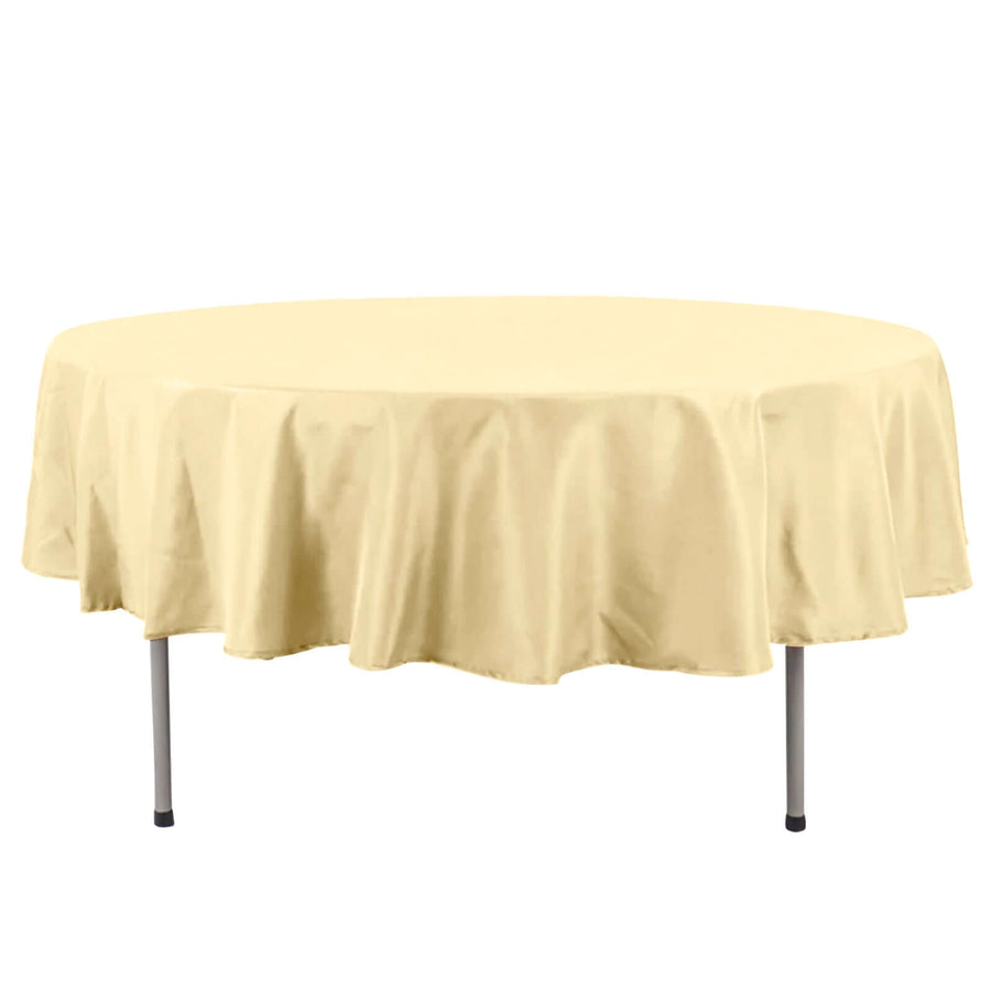 90" Champagne Premium Polyester Round Tablecloth - 220GSM