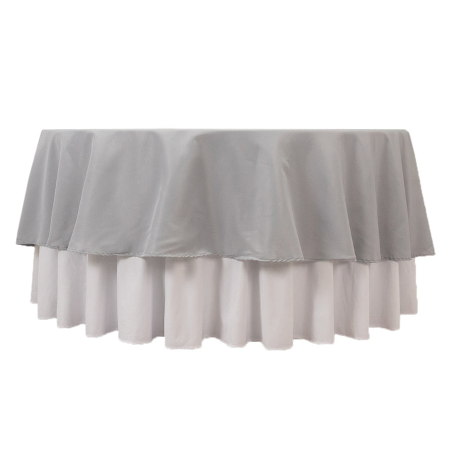 90" Silver Premium Polyester Round Tablecloth - 220GSM