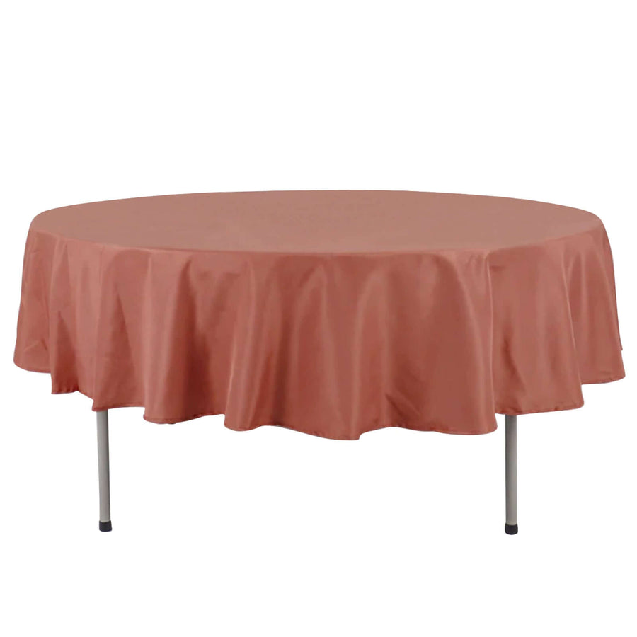 90" Terracotta (Rust) Premium Polyester Round Tablecloth - 220GSM