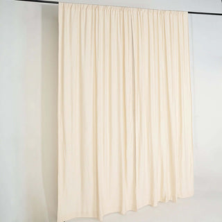 Flame Resistant and Durable: Beige Scuba Polyester Curtain Panel Flame Resistant and Durable: Beige Scuba Polyester Curtain Panel