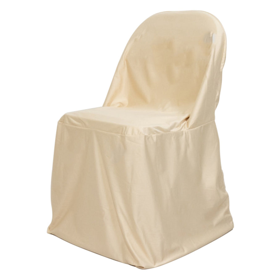 Premium Scuba Stretch Folding Chair Cover Beige - Wrinkle Free & Durable Slipcover#whtbkgd
