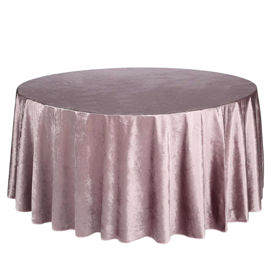 120inch Mauve Seamless Premium Velvet Round Tablecloth, Reusable Linen