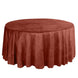 Terracotta (Rust) Seamless Premium Velvet Round Tablecloth, Reusable Linen - 120inch