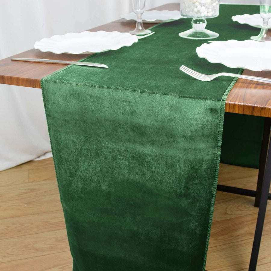 12 x 108"| Hunter Emerald Green | Premium Velvet Table Runner