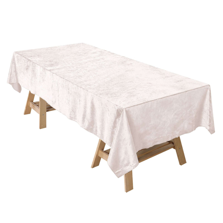 60"x102" Ivory Premium Velvet Rectangle Tablecloth, Reusable Linen