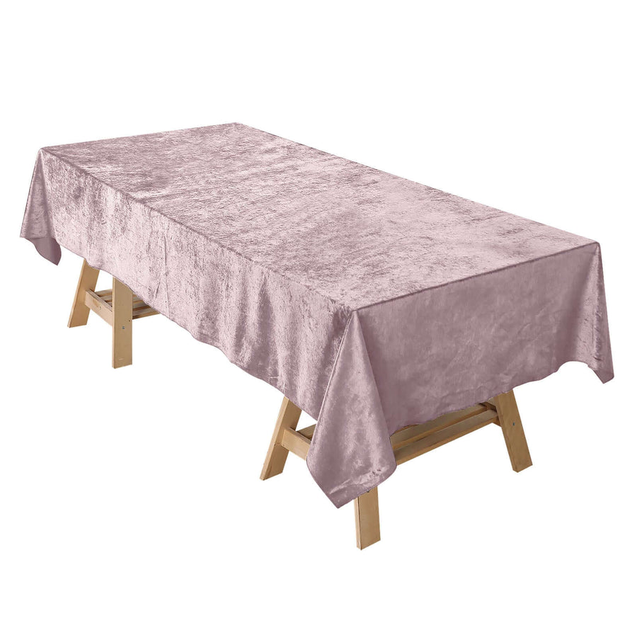 60"x102" Mauve Premium Velvet Rectangle Tablecloth, Reusable Linen