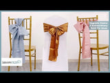 5 Pack Dusty Rose Sheer Crinkled Organza Chair Sashes, Premium Shimmer Chiffon Layered Chair Sashes - 6"x108"