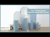 Set of 5 Lavender Cylinder Stretch Fitted Pedestal Pillar Prop Covers, Spandex Plinth Display Box Stand Covers - 160 GSM