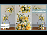 5ft 4-Tiered Gold Hoop Pillar Flower Stand, Metal Wedding Arch Table Centerpiece - Hoop Wreath