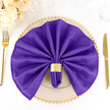 5 Pack Purple Seamless Cloth Dinner Napkins, Reusable Linen 20"x20"
